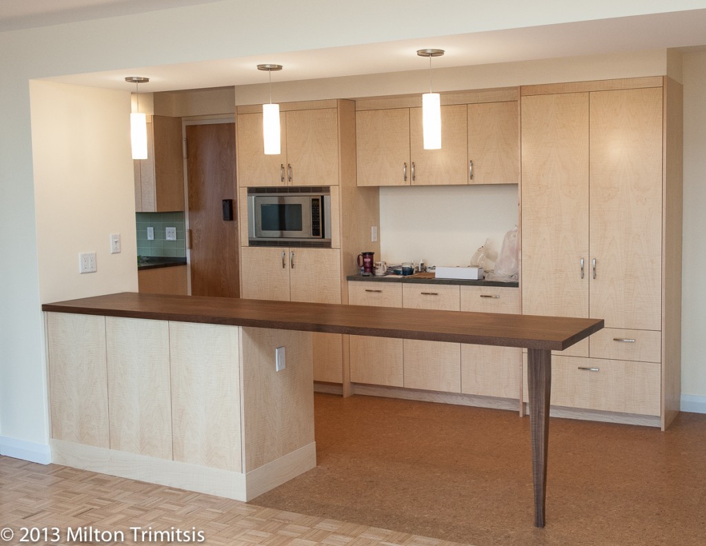 Walnut table installed in kitchen