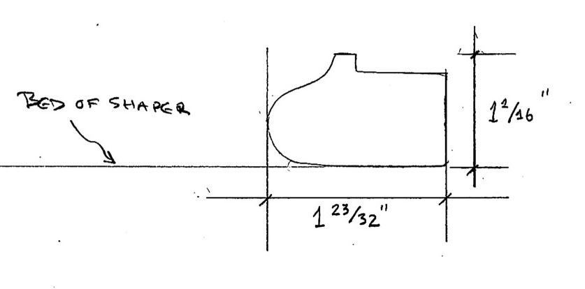 Line drawing of bed molding profile 