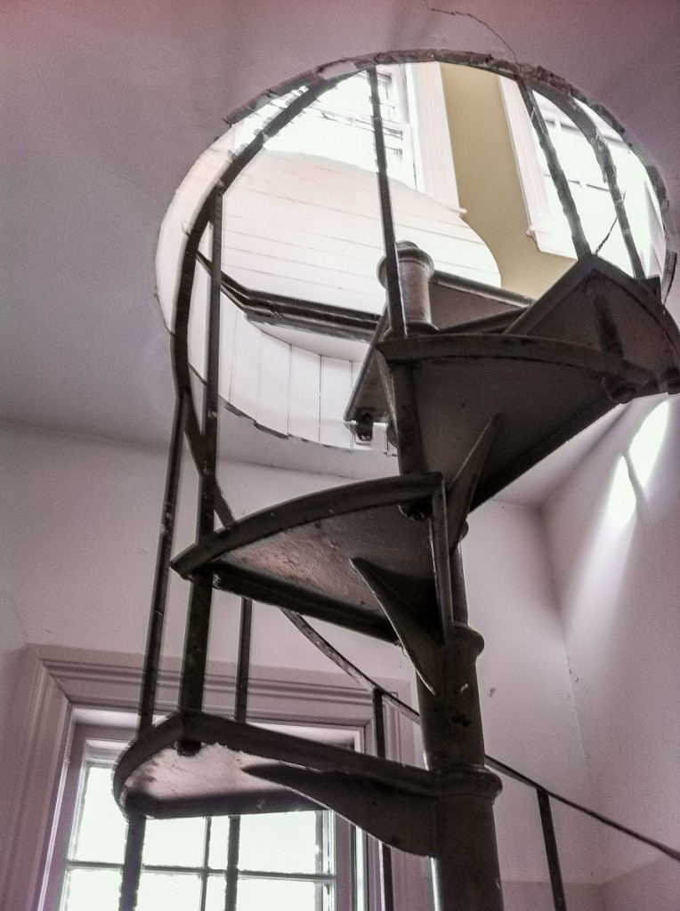 Metal spiral stair in 19th century house