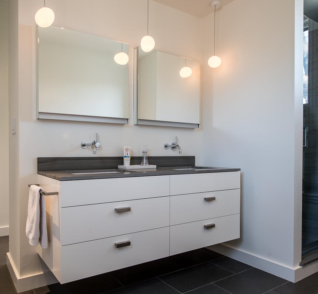 Custom-made vanity cabinet in modernist style